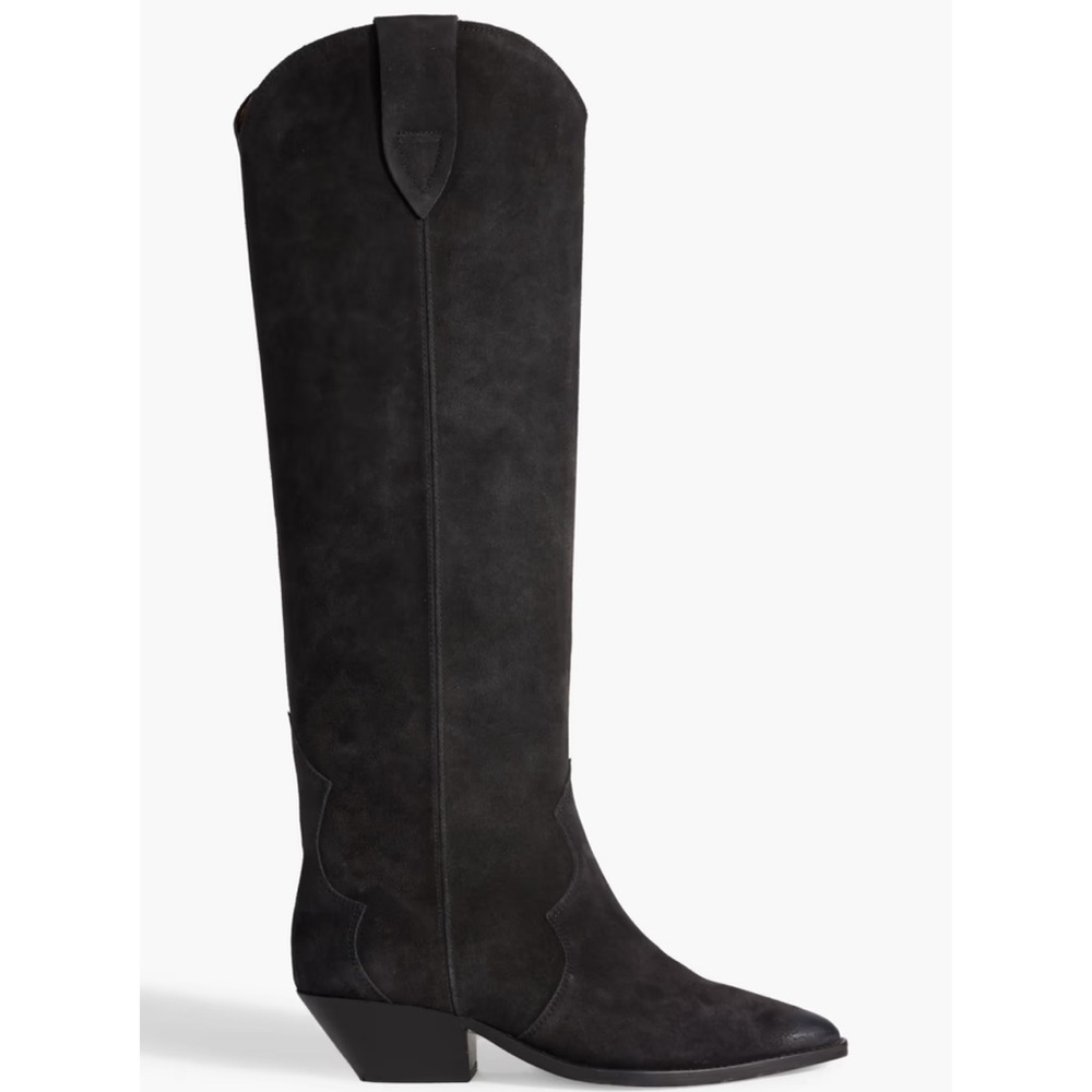 NWT Isabel Marant Denvee Suede knee cowboy boots faded black/ charcoal, EU 39 - Picture 2 of 11